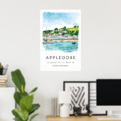 Appledore Watercolor Park Ski Nationale Poster (Thuiskantoor)