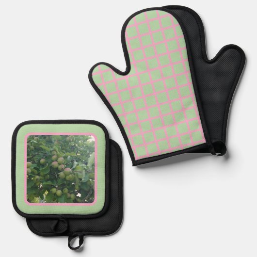 Apples A-Go-Go Ovenwant & Pannenlap Set (Voorkant / Achterkant)