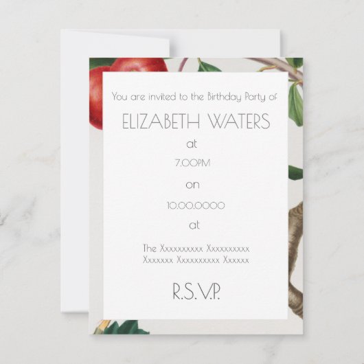 APPLES BIRTHDAY PARTY INVITATION FLAT KAART (Achterkant)