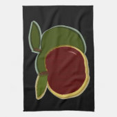 Apples Digital Art Black Background Theedoek (Verticaal)