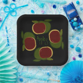 Apples Graphic Black Red Green Fruit Papieren Bordje (Feest)