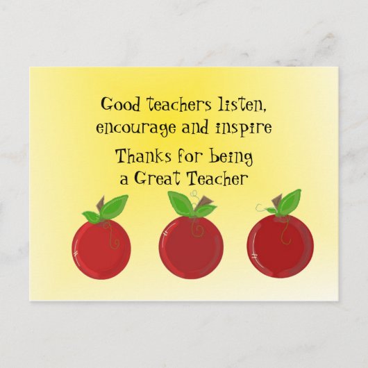 Apples Great Teacher Hartelijk dank Briefkaart (Voorkant)