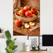 Apples in Rustic Bowl a Classic Still Life Poster (Thuiskantoor)