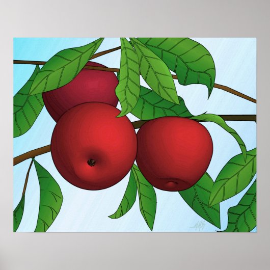 "Apples on a Branch"-druk met rand Poster (Voorkant)