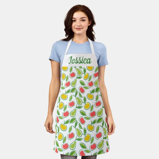 Apples Oranges Pears Fruit Pattern Personalised Schort (Gedragen)