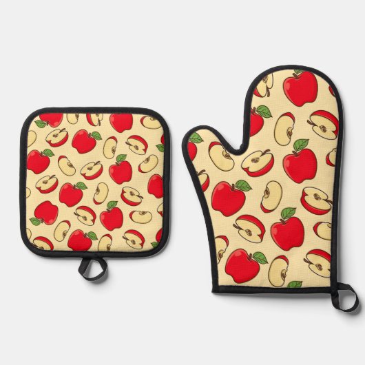 Apples Patroon Ovenwant & Pannenlap Set (Voorkant)