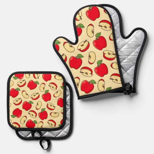 Apples Patroon Ovenwant & Pannenlap Set (Voorkant / Achterkant)