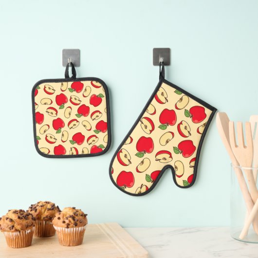 Apples Patroon Ovenwant & Pannenlap Set (Insitu(Ophanging))