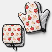 Apples Patroon Ovenwant & Pannenlap Set (Voorkant / Achterkant)