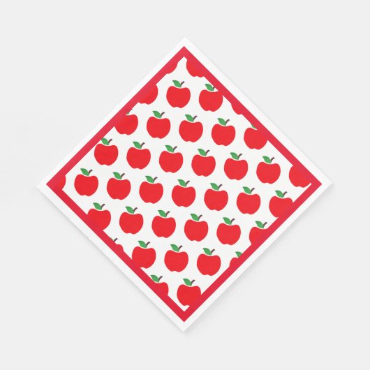 Apples Pattern Red Border Servet (Hoek)