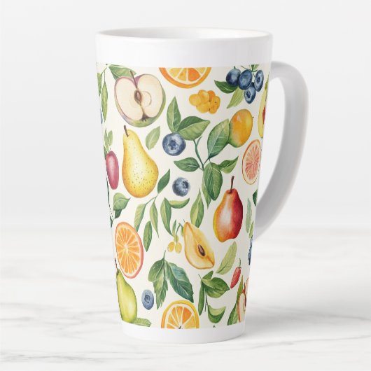 Apples Pears Blueberries Oranges Fruits Latte Mok (Rechterhoek)