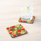 Apples Red Green Camo Coaster Set Bier Onderzetter (Rechterzijde)