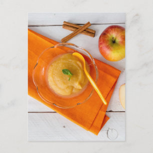 Applesauca met kaneel en oranje lepel briefkaart