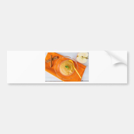 Applesauca met kaneel en oranje lepel bumpersticker (Voorkant)