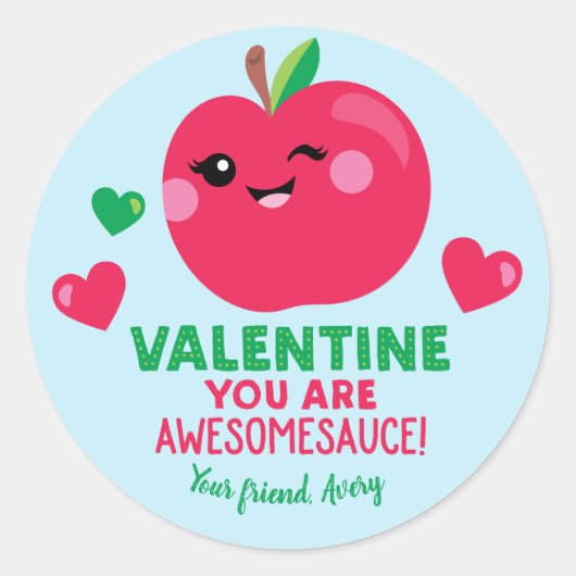 Applesauce Valentijnsdag stickers voor kinderen (Voorkant)