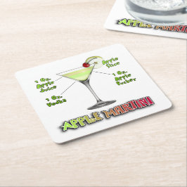 Appletini aka Apple Martini Cocktail Recept Kunst Kartonnen Onderzetters