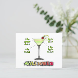 Appletini aka Apple Martini Cocktail Recipe Art Briefkaart
