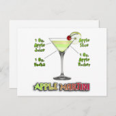 Appletini aka Apple Martini Cocktail Recipe Art Briefkaart (Voorkant / Achterkant)
