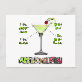Appletini aka Apple Martini Cocktail Recipe Art Briefkaart