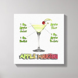 Appletini - Apple Martini Cocktail Recipe 12"x12" Canvas Afdruk