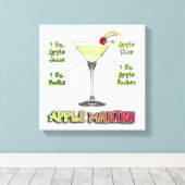 Appletini - Apple Martini Cocktail Recipe 12"x12" Canvas Afdruk (Insitu (Houten vloer))