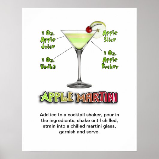 Appletini - Apple Martini Cocktail Recipe 16"x20" Poster (Voorkant)