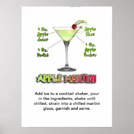 Appletini - Apple Martini Cocktail Recipe 18"x24" Poster