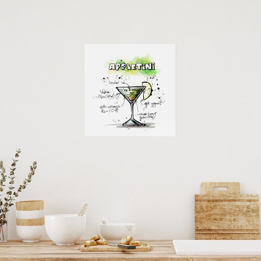 AppleTini Drink Recipe Design Poster (Keuken)