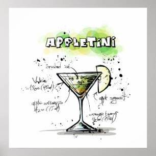 AppleTini Drink Recipe Design Poster