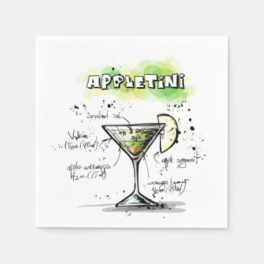 AppleTini Drink Recipe Design Servet (Voorkant)