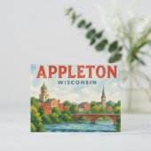 Appleton WI aquarel ansichtkaart Briefkaart (Staand voorkant)