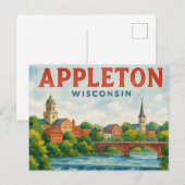 Appleton WI aquarel ansichtkaart Briefkaart (Voorkant / Achterkant)