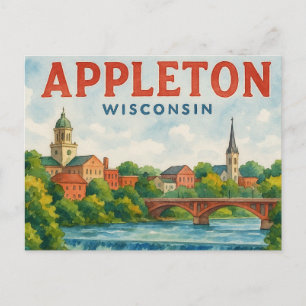 Appleton WI aquarel ansichtkaart Briefkaart