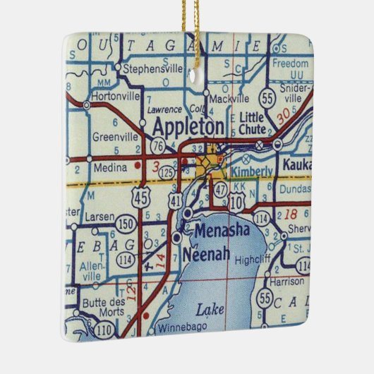 Appleton WI Map Keramisch Ornament (Rechts)