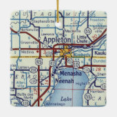 Appleton WI Map Keramisch Ornament (Achterkant)