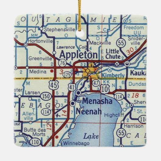 Appleton WI  Map Keramisch Ornament (Achterkant)