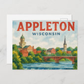 Appleton WI watercolor postcard Briefkaart (Voorkant / Achterkant)