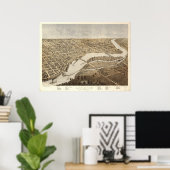 Appleton Wisconsin 1887 Antiek Panoramische Kaart Poster (Thuiskantoor)