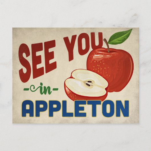 Appleton Wisconsin Apple - Vintage Travel Briefkaart (Voorkant)