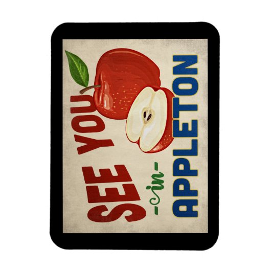 Appleton Wisconsin Apple - Vintage Travel Magneet (Verticaal)