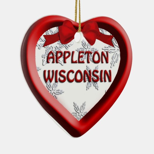 Appleton Wisconsin Heart Kerstversiering Keramisch Ornament (Rechts)