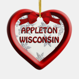 Appleton Wisconsin Heart Kerstversiering Keramisch Ornament