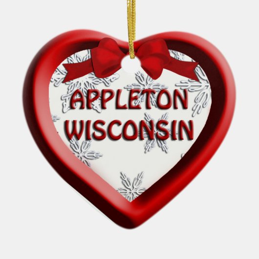 Appleton Wisconsin Heart Kerstversiering Keramisch Ornament (Voorkant)