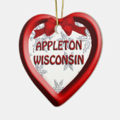 Appleton Wisconsin Heart Kerstversiering Keramisch Ornament (Links)