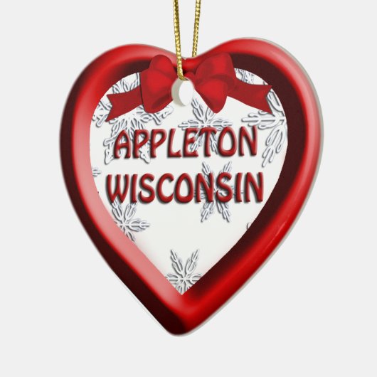 Appleton Wisconsin Heart Kerstversiering Keramisch Ornament (Links)