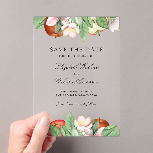 Appley Ever After Apple Wedding Save the Date Acryl Uitnodigingen (Insitu (Draagbaar))