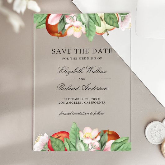 Appley Ever After Apple Wedding Save the Date Acryl Uitnodigingen