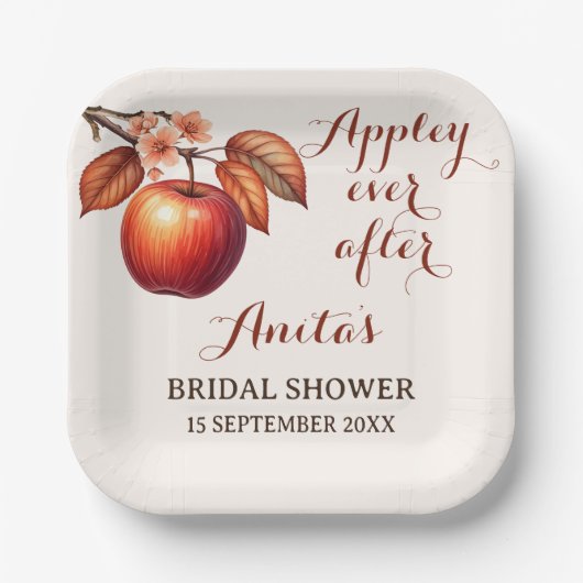 Appley Ever After Herfst Bruiloft Feest Papieren Bordje (Voorkant)
