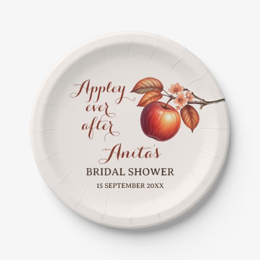 Appley Ever After Herfst Bruiloftsborrel Papieren Bordje (Voorkant)