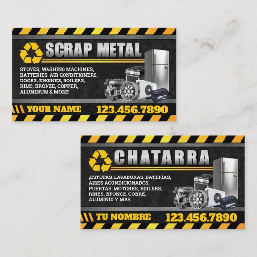 Appliance & Scrap Metal Bilingual Business Card Visitekaartje (Voorkant / Achterkant)